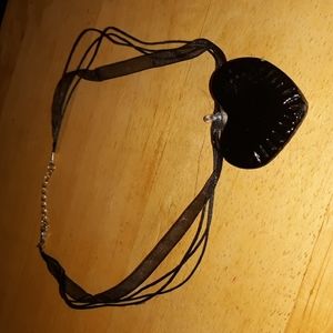 Black Glass Heart Necklace Choker